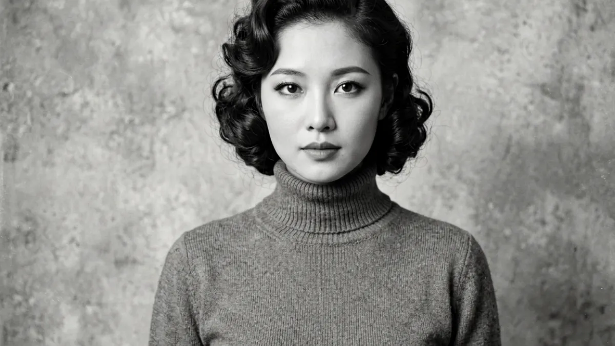 御梦子复古主题糖心写真封面，黑白色调与复古服装搭配的半身人物画面